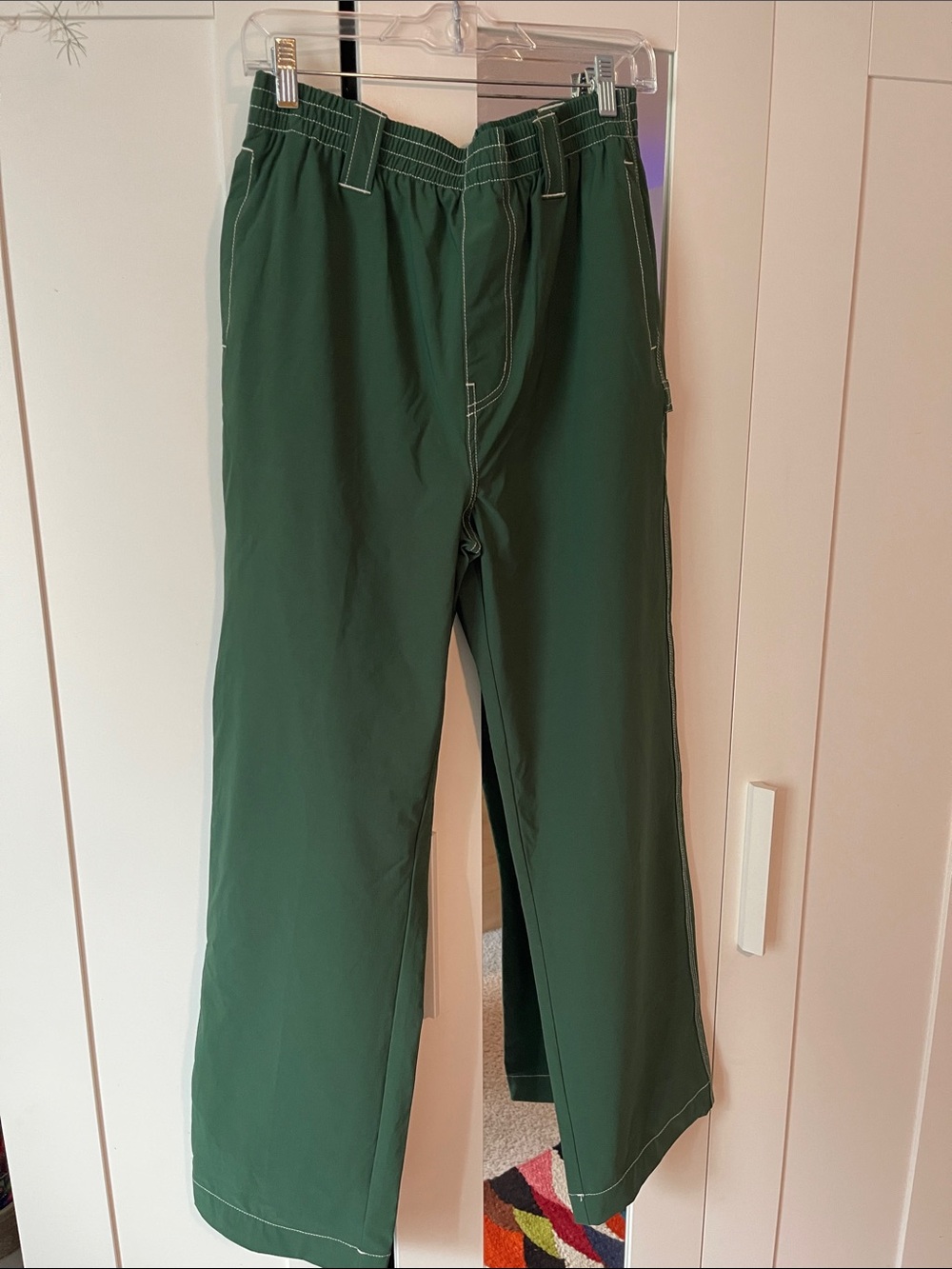 Urban Outfitters Dark Green Elastic-Waist Joggers with Contrast Stitching